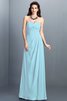 Abito da Damigella Senza Maniche A-Line in Chiffon A Terra con Festone - 18