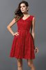 A-Line Prinzessin Reißverschluss Mini Brautjungfernkleid mit V-Ausschnitt - 23