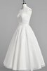 Vestido de Novia de Corte-A en Tul de Encaje Adorno de Manga corta de Hasta la Tibia - 2