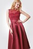 Satin Vintage konservatives schlichtes wadenlanges Brautjungfernkleid mit Gürtel - 5