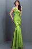 Vestido de Dama de Honor en Tafetán de Flores de Escote en V de Largo - 14