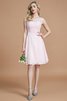 Robe demoiselle d'honneur de col bateau de princesse avec zip a-ligne manche nulle - 27