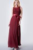 Robe demoiselle d'honneur simple fermeutre eclair manche nulle col en bateau a-ligne - 1