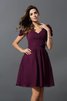 Vestido de Dama de Honor de Corte princesa de Corto de Cremallera de Escote en V - 1