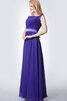 Robe demoiselle d'honneur ligne a ruché avec ruban ceinture col en bateau - 2