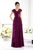 Empire Taille Kurze Ärmeln Reißverschluss A Linie Chiffon Brautmutterkleid - 1