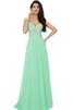 Robe demoiselle d'honneur naturel pailleté appliques avec manche courte longueur au ras du sol - 1