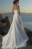 Abito da Sposa Tubino con Perline in Chiffon Naturale Senza Maniche Spazzola Treno - 2