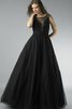 Robe de bal naturel ligne a avec sans manches de col bateau textile en tulle - 8
