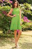 Robe demoiselle d'honneur courte naturel encolure ronde avec zip a-ligne - 14