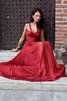 Neckholder Chiffon A-Line bodenlanges sexy Abendkleid mit Plissierungen - 3