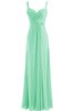 Robe demoiselle d'honneur ruché avec zip en chiffon a-ligne longueru au niveau de sol - 1