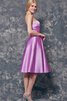 Robe demoiselle d'honneur moderne avec sans manches de longueur à genou avec fleurs en satin - 4