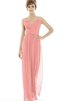 Robe demoiselle d'honneur de col en v ruché croisade jusqu'au sol en chiffon - 1