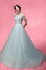 Perlenbesetztes a linie Bateau Sweep train langes Brautkleid mit Schmetterlingsknoten - 1