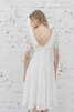 Robe de mariée vintage de col bateau ligne a avec manche courte de longueur à genou - 5