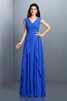 Normale Taille Prinzessin Bodenlanges Abendkleid mit V-Ausschnitt mit Drapierung - 1