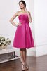 A Linie Elastischer Gewebter Satin Normale Taille Knielanges Kurzes Brautjungfernkleid - 11
