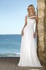 Abito da Sposa con Applique Senza Maniche in Chiffon Tubino Spazzola Treno a riva - 1