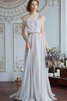 Bateau Chiffon kurze Ärmeln bodenlanges Brautkleid mit Bordüre mit gekappten Ärmeln - 1
