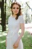 Robe de mariée informel simple avec ruban ceinture avec manche courte - 2