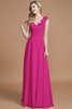 Robe demoiselle d'honneur naturel jusqu'au sol avec chiffon manche nulle a-ligne - 16