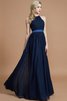 Robe demoiselle d'honneur manche nulle avec zip ruché jusqu'au sol en chiffon - 4