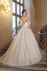 Abito da Sposa Senza Maniche con Perline in Organza Coda A Strascico Corto Cuore Naturale - 2