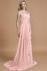 A-Linie Chiffon Ärmelloses Sweep Zug Nackenband Brautjungfernkleid - 26