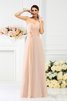 Robe demoiselle d'honneur longue plissé manche nulle avec fronce en chiffon - 1