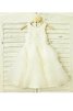 Robe de cortège enfant naturel en tulle fermeutre eclair col u profond a-ligne - 2