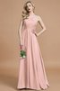 Natürliche Taile Prinzessin Reißverschluss Gerüschtes Bodenlanges Brautjungfernkleid - 25