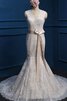 Ärmellos normale Taille Meerjungfrau Brautkleid mit Schleife mit Gürtel - 5