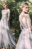 Robe de mariée attrayant textile en tulle jusqu'au sol moderne longue - 3