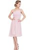 Gerüschtes Ein Schulter Chiffon Reißverschluss knielanges Abiballkleid ohne Ärmeln - 1