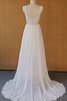 Robe de mariée en satin extensible de col en v sucré avec cristal simple - 2