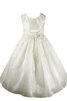 Abito da Cerimonia Bambini Senza Maniche Naturale con Piega A-Line Ball Gown Cappellino - 1