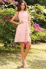 Robe demoiselle d'honneur courte naturel encolure ronde avec zip a-ligne - 21