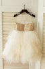 Abito da Cerimonia Bambini con Increspature Naturale Radiosa A Terra in Tulle - 2