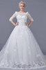 Abito da sposa ball gown unico allacciato in tulle con perline a terra - 1