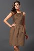 Satin Bateau Knielanges Brautjungfernkleid mit Natürlicher Taille mit Reißverschluss - 3
