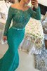 Moderno Vestido de Noche de Corte Sirena en Encaje de Escote con Hombros caídos - 1