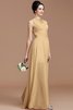 Robe demoiselle d'honneur naturel en chiffon avec zip de princesse au niveau de cou - 17