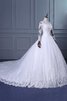 Spaghetti Träger Bateau Tüll Duchesse-Linie Brautkleid mit Applikation mit Bordüre - 3