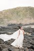 Robe de mariée naturel avec chiffon jusqu'au sol fermeutre eclair a plage - 2