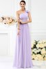 Reißverschluss Chiffon Sittsames Brautjungfernkleid ohne Ärmeln mit Blume - 19