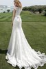 Robe de mariée simple delicat de traîne moyenne avec manche épeules enveloppants avec perle - 2