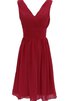 Plissiertes gerüschtes a linie Chiffon kurzes Brautjungfernkleid - 4