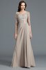 A-Line Normale Taille Chiffon Bodenlanges Brautmutterkleid mit Halben Ärmeln - 1