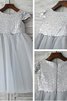 Robe de cortège enfant naturel de princesse col u profond en tulle avec fleurs - 1